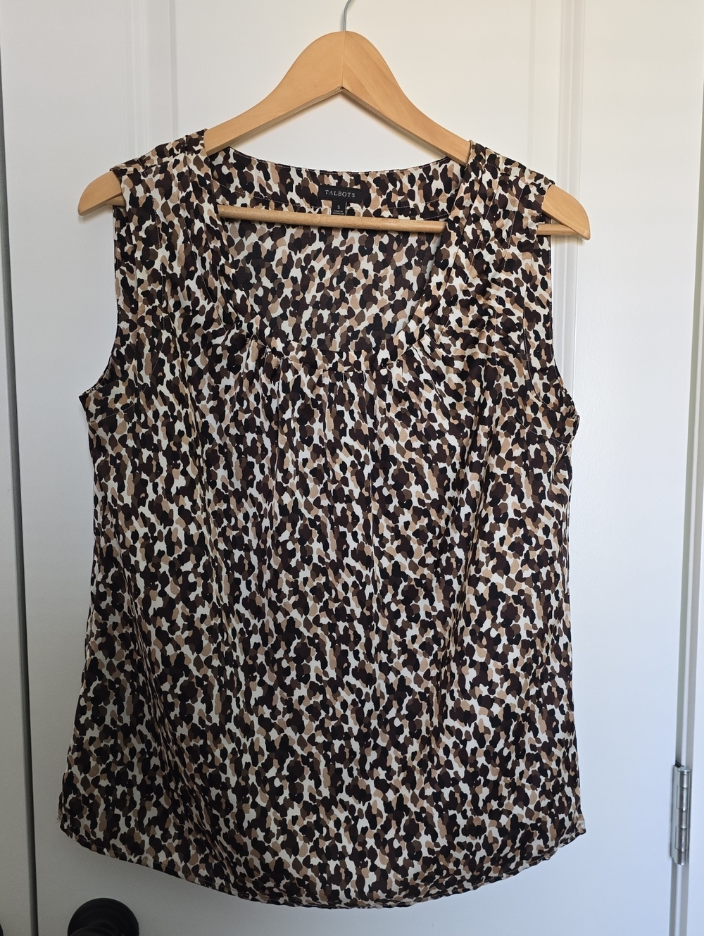 Talbots Sleeveless Blouse Leopard-Print in Brown, Black & Cream